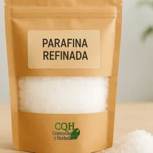 Parafina refinada en escamas para elaboración de velas y aplicaciones industriales en presentación comercial.
